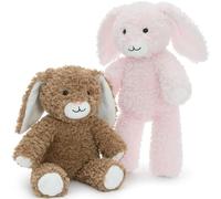 MorisMos 2 Piezas Peluche Conejo, 30cm Realista Conejo Juguete Suave, Animal De Relleno Peluche Conejo con Orejas Floppy para Semana Santa NiñOs CumpleañOs Deco (Rosa, MarróN)