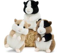 MorisMos 3 Piezas Hamster Peluche, 22cm Realista Juguete Suave, Kawaii Animal De Peluche Presente para NiñOs Novia (Negro, Gris, MarróN Claro)