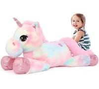 MorisMos 80cm Peluche Unicornio Niña Grande, Suave Animales de Peluche Unicornio Rosa Gigante, Arcoiris Peluche Juguete Pony, Regalos Rosado para Niños Amigo Cumpleaños Navidad Fiesta