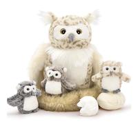MorisMos Búho Peluche Grande,40 cm Marrón Mamá con 3 Kawaii Búho Bebés 1.5 Huevo 1 Nido,Realista Large Stuffed Muñecas Juguetes Regalos para Niñas, Niños, Novias, Navidad Cumpleaños Decoración