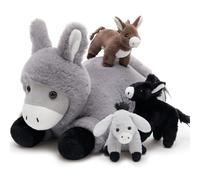 MorisMos Burro Grande Peluche Juguete Suave, Mamá De 46 Cm con 3 Bebé Acolchoso Dentro, Animal De Peluche De Peluche Realista, Kawaii Regalos para NiñOs CumpleañOs Fiesta Deco