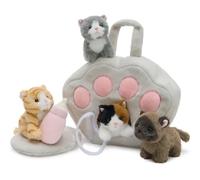 MorisMos Gato Familia Peluche, Gato Realista Relleno Animal Peluche Cuddly, Kawaii Regalos para NiñOs NiñAs NiñOs Decoraciones De CumpleañOs (30cm)
