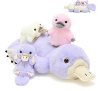 MorisMos Grande Ornitorrinco Peluche Juguete Suave, Mamá De 60 Cm con 3 BebéS Acolchozos Dentro, Animal De Peluche Relleno Realista, Kawaii Regalos para NiñOs CumpleañOs Fiesta Deco