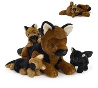 MorisMos Grande Pastor AlemáN Perro Peluche Juguete Suave, Perro Mamá De 45 Cm con 3 BebéS Acolchozos Dentro, Animal De Peluche Relleno Realista, Kawaii Regalos para NiñOs CumpleañOs Fiesta Deco