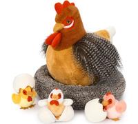 MorisMos - Oso de Peluche de gallina con Pollitos Dentro, Juguete de Peluche de gallina ponedora, Pollitos Kawaii, Juguetes de Peluche para niños y niñas, Cadeaux de Pâques