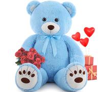 MorisMos Oso de Peluche Gigante 130cm, XXL Azul Osito Peluche Grande Kawaii Suave Osito 1.3m Teddy Bear Regalo para Niños Novia Cumpleaños San Valentín Decoración