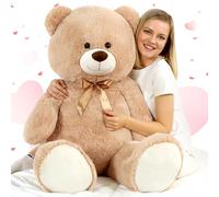 MorisMos Oso Peluche Gigante 120cm San Valentín, Osito de Peluche Grande Suave para Novia Regalos, Teddy Bear Kawaii XXL Marrón Claro Blanco para Niñas Esposa Cumpleaños Navidad
