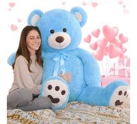 MorisMos Oso Peluche Gigante 120cm San Valentín, Osito de Peluche Grande Suave para Novia Regalos, Teddy Bear Kawaii XXL Azul para Niñas Esposa Cumpleaños Navidad