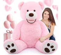 MorisMos Oso Peluche Gigante 130cm, Osito de Peluche Grande Suave para Novia Regalos, Teddy Bear Kawaii XXL Rosa para Niñas Esposa Cumpleaños Navidad