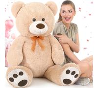 MorisMos Oso Peluche Gigante 130cm, Osito de Peluche Grande Suave para Novia Regalos, Teddy Bear Kawaii XXL Marrón Claro-Negro para Niñas Esposa Cumpleaños Navidad