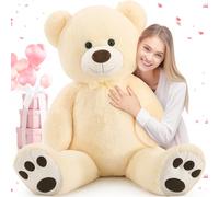 MorisMos Oso Peluche Gigante 130cm, Osito de Peluche Grande Suave para Novia Regalos, Teddy Bear Kawaii XXL Amarillo Claro-Negro para Niñas Esposa Cumpleaños Navidad