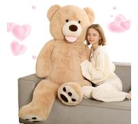MorisMos Oso Peluche Gigante 130cm San Valentín, Osito de Peluche Grande Suave para Novia Regalos, Teddy Bear Kawaii XXL Marrón Claro para Niñas Esposa Cumpleaños Navidad