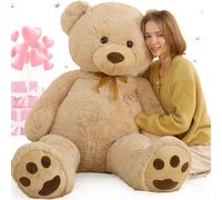 MorisMos Oso Peluche Gigante 150cm San Valentín, Osito de Peluche Grande Suave para Novia Regalos, Teddy Bear Kawaii XXL Sonrisa Marrón Claro para Niñas Esposa Cumpleaños Navidad