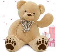 MorisMos Oso Peluche Gigante 150cm San Valentín, Osito de Peluche Grande Suave para Novia Regalos, Teddy Bear Kawaii XXL Sonrisa Marrón Claro para Niñas Esposa Cumpleaños Navidad