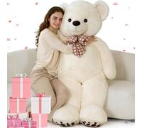 MorisMos Oso Peluche Gigante 150cm San Valentín, Osito de Peluche Grande Suave para Novia Regalos, Teddy Bear Kawaii XXL Sonrisa Marfil para Niñas Esposa Cumpleaños Navidad