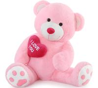 MorisMos Oso Peluche Gigante con Corazón I Love You, XL Kawaii Osito de Peluche Rosa Grande Suave, Regalo San Valentín para Niños Novia Mujer Niñas Esposa Cumpleaños (90cm)