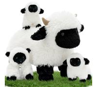 MorisMos Oveja de Peluche con bebés Dentro, Juego de Peluche 5 en 1 de Oveja con Cara Negra de 45 cm, tierno Cordero de Peluche para niños y bebés, Regalo para decoración de cumpleaños de Pascua.