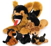 MorisMos Pastor Alemán Peluches Gigante XXL, 50 cm Mamá con 4 Kawaii Perritos Realistas Suave Animales de Peluche Grandes Regalos para Niñas, Niños, Novias, Cumpleaños Decoració