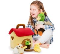 MorisMos Peluche Pato, Madres De Pato De 35 CentíMetros con Tres BebéS De Pato, Juguetes De Peluche para El CumpleañOs De Los NiñOs