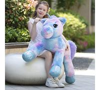 MorisMos Peluche Unicornio Niña Grande, 110cm Bluey Unicornio Gigante, XXL Arcoiris Peluche Grande, Kawaii Suave Animales de Peluche Regalos para Niños Novias Navidad 43.4inch