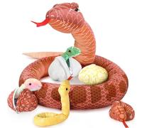 MorisMos Serpiente Peluche Gigante Amarillo con Bebe en Huevos, 300cm de Largo Grande Serpiente Juguete de Peluche XXL Realista Suave Jumbo Enorme, Regalo para Niños Cumpleaños Pequeña