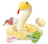 MorisMos Serpiente Peluche Gigante Rojo con Bebe en Huevos, 300cm de Largo Grande Serpiente Juguete de Peluche XXL Realista Suave Jumbo Enorme, Regalo para Niños Cumpleaños Pequeña
