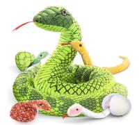 MorisMos Serpiente Peluche Gigante Verde con Bebe en Huevos, 300cm de Largo Grande Serpiente Juguete de Peluche XXL Realista Suave Jumbo Enorme, Regalo para Niños Halloween Cumpleaños Pequeña