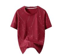 MORISTE Camiseta Cielo Estrellado Estilo Americano para Hombre, Ajuste Holgado Informal Red 3X-Grande