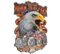 Moritz Cartel de chapa Born to be Free Route 66 Biker 50 x 59 Vintage Retro Nostalgie Metal Decoración en relieve Placa de metal