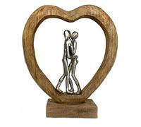 Moritz Escultura Couple in Love I Corazón amor I 32 x 9 x 35 cm, pareja de amor, parejas, enamorado, estatuilla, decoración, decoración de madera, figura moderna