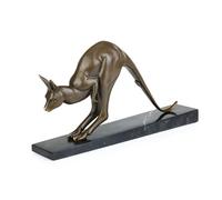 Moritz Escultura de canguro de bronce, 17 cm de altura, dinámica figura animal sobre base de mármol con fieltro para interiores, decoración de coleccionista atemporal como objeto de arte para vitrina