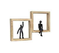 Moritz Figura decorativa Duality negro, 37 cm, de madera de mango y aluminio, moderna figura de pared con dos figuras en el marco, símbolo de equilibrio, conexión, comunicación, obra a mano, objeto de