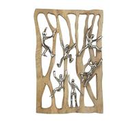 Moritz Figura decorativa Together We Rise de 50,5 cm de madera de mango y aluminio, decoración de pared con figuras trepadoras, símbolo de cohesión y motivación, escultura moderna hecha a mano única