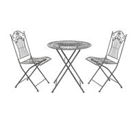 Moritz Juego de muebles de jardín de metal, 3 piezas, plegable, 69,5 cm de diámetro, con 2 sillas plegables, estilo vintage, color gris antiguo