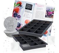 Moritz & Moritz 2x Moldes de Hielo para Cubitos de Hielo en forma de cuadrada - Cubiteras para Hielo grande en forma de cuadrada - incluye 6 posavasos y un libro de recetas