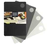 Moritz & Moritz 4x Tabla Cortar Flexible - Tabla Corte Cocina 29 x 19 cm - Tabla de Cortar Plastico 2mm de Grosor - Superficie Antideslizante para un Corte Seguro - Juego tablas de cortar cocina