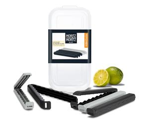 Moritz & Moritz 5 pinzas de cierre grandes con caja de almacenamiento - clips para bolsa de congelar alimentos - clips XXL de bolsa en caja transparente (negro)