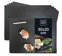 Moritz & Moritz 6 Bandeja Pizarra - Platos para Servir de 30x20cm con Rotulador de Tiza - Perfecto para Buffet, Sushi y Queso - Decoración y Presentación