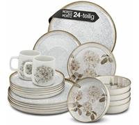 Moritz & Moritz Blossom - Vajilla de porcelana para 6 personas, 24 piezas, diseño divertido, servicio de café fácil de limpiar con platos, cuencos y tazas