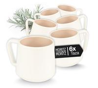 Moritz & Moritz CAVO Juego de 6 tazas de café de almendra - Aprox. 500 ml Hecho de cerámica de alta calidad - Diseño elegante con asa - Tazas con asa para café, té, chocolate caliente, capuchino