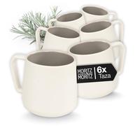 Moritz & Moritz CAVO Stone - Juego de tazas de café (6 piezas, aprox. 500 ml, de gres de alta calidad, diseño elegante con asa, para café, té, chocolate caliente, capuchino)