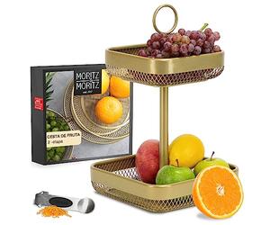 Moritz & Moritz Cesta frutera Dorada de Metal - Moderno frutero Dorado - Cesta Dorada para almacenar Fruta, verdura y Pan