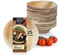Moritz & Moritz cuencos de hoja de palma fuentes 25 piezas - 25 cuenco desechables aprox. 10 cm Ø, profundidad unos 3 cm - Vajilla ecologica alternativa a cuencos o vajilla de bambú