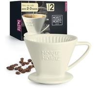 Moritz & Moritz Filtro Cafe de porcelana tamaño 2 - Filtro de Cafe reutilizable para un excelente sabor aromático del café - Accesorio de filtro de café para 2-3 tazas - blanco