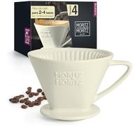 Moritz & Moritz Filtro Cafe de porcelana tamaño 4 - Filtro de Cafe reutilizable para un excelente sabor aromático del café - Accesorio de filtro de café para 2-4 tazas - blanco