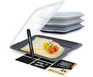 Moritz & Moritz Juego de 4 Porta Embutidos - Set Fiambrera Embutido con tapa para conservar y guardar alimentos frescos como salchichas, quesos, etc.