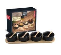 Moritz & Moritz Juego de cuencos para servir negro incluido. Cuchara y tabla de servir - Juego de cuencos como tazones de tapas, cuencos pequeños para salpicar, cuencos para aperitivos y tazones de