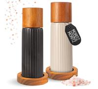 Moritz & Moritz Pepe Juego de 2 molinillos de sal y pimienta negro/blanco - Gres y madera de acacia, cerámica, molienda ajustable, sistema innovador