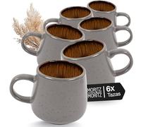Moritz & Moritz Sólid Juego de 6 tazas gris/beige, juego de tazas de café de gres resistente, volumen de 400 ml, apto para lavavajillas y microondas, perfecto para café, té y más