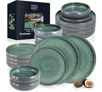 Moritz & Moritz SOLID set de 18 piezas de loza, vajilla para 6 personas - servicio de mesa con 6 platos normales, 6 platos pequeños y 6 soperos